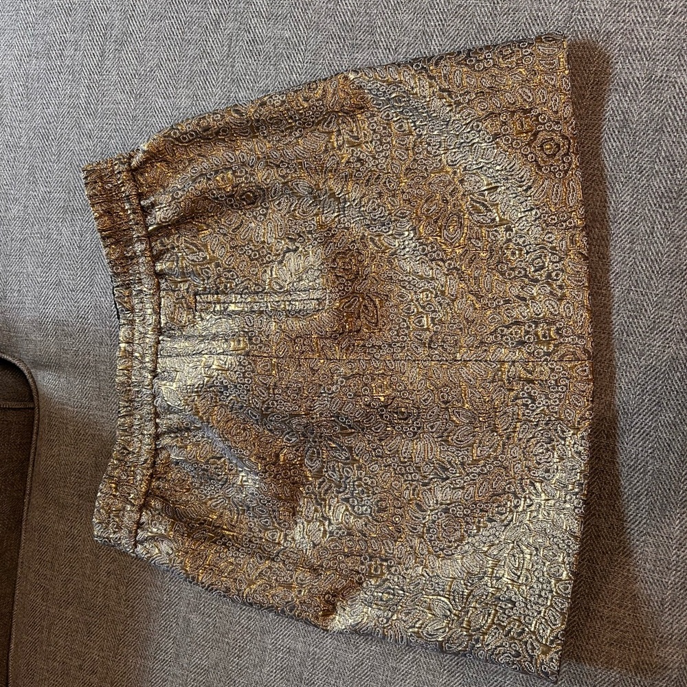 LOFT Gold and Brown Patterned Skirt